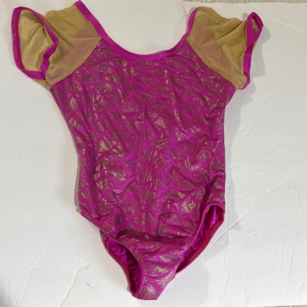 Mermaid gymnastics leotard pink with mesh size 8